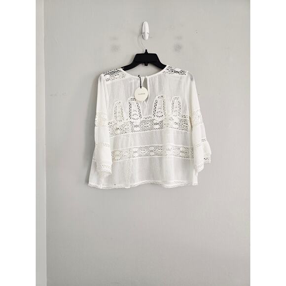 Tularosa White Button Front Crochet Top XS NWT - Picture 2 of 5